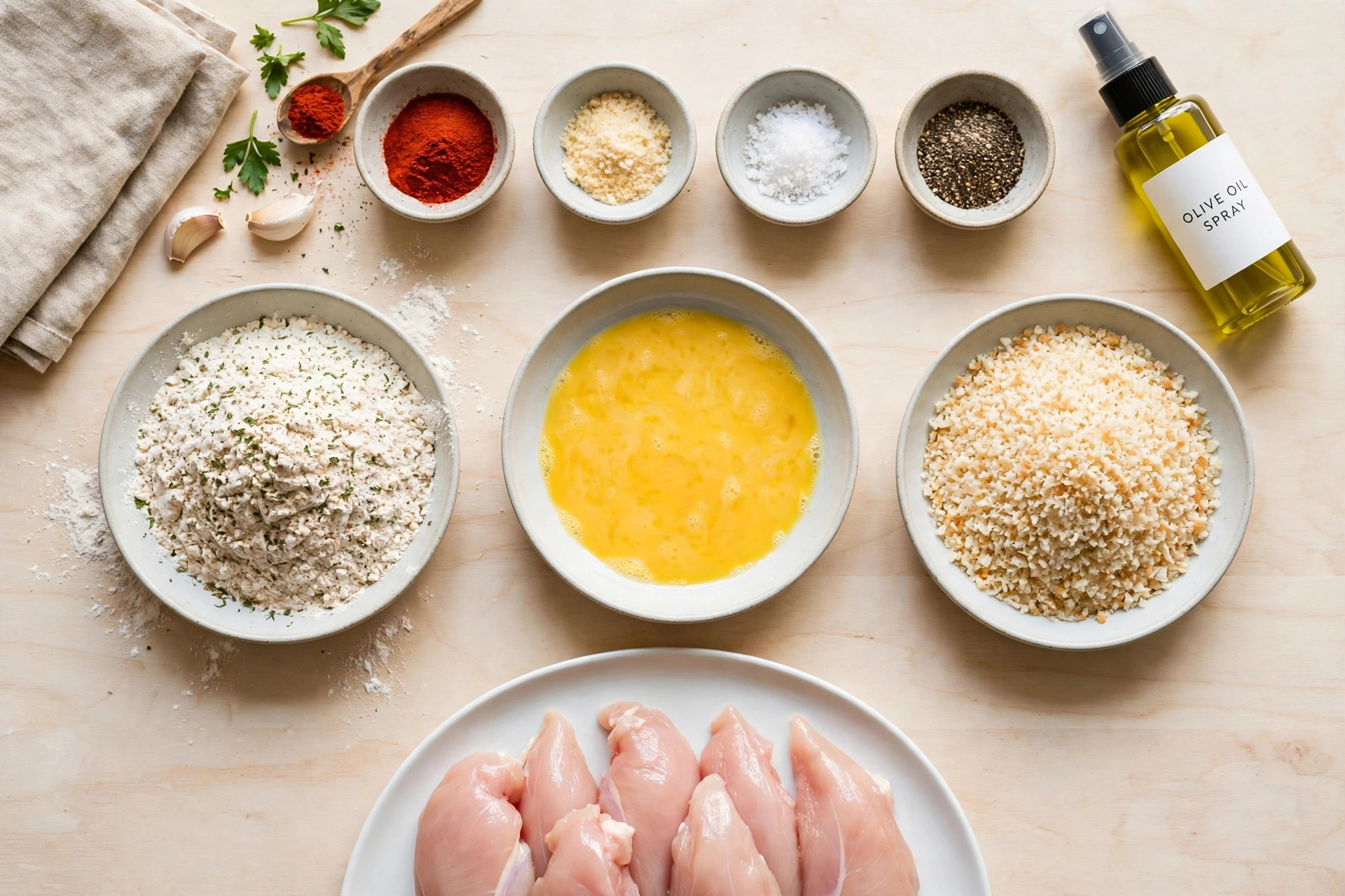breading station flat lay