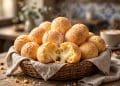 Golden Brazilian pao de queijo cheese bread puffs