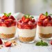 No-bake strawberry cheesecake cups layered with graham crust, creamy filling, and fresh strawberries