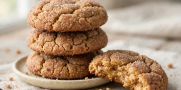 Chai snickerdoodle cookies stacked on a plate