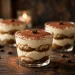 Elegant no-bake tiramisu served in glass dessert cups, dusted with cocoa powder