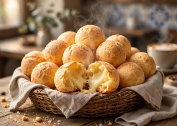 Golden Brazilian pao de queijo cheese bread puffs