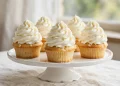 Vanilla cupcakes with swirled buttercream frosting